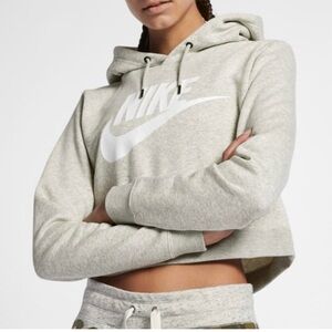 Nike Women’s Light Gray Cropped Hoodie – Size Small